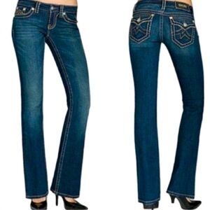 Miss Me Irene Boot Cut Y2K Vintage Distressed Dark Blue Jeans Women Size 29